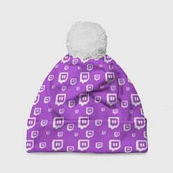 Шапка с помпоном Twitch: Violet Pattern, цвет: 3D-белый