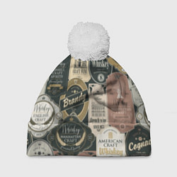 Шапка c помпоном Этикетки мира Виски