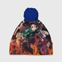 Шапка с помпоном KIMETSU NO YAIBA, цвет: 3D-тёмно-синий