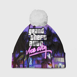 Шапка с помпоном Grand Theft Auto Vice City, цвет: 3D-белый