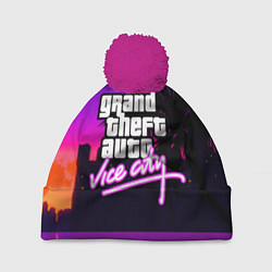 Шапка с помпоном GTA:VICE CITY, цвет: 3D-малиновый