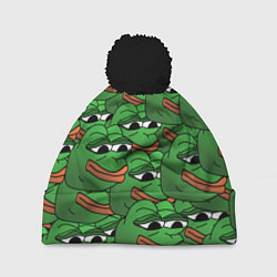 Шапка с помпоном Pepe The Frog, цвет: 3D-черный