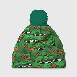 Шапка c помпоном Pepe The Frog