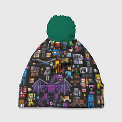 Шапка с помпоном MINECRAFT, цвет: 3D-зеленый