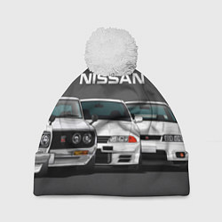 Шапка с помпоном NISSAN, цвет: 3D-белый