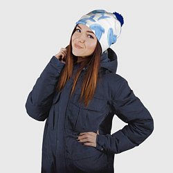 Шапка с помпоном Косяк китов, цвет: 3D-тёмно-синий — фото 2
