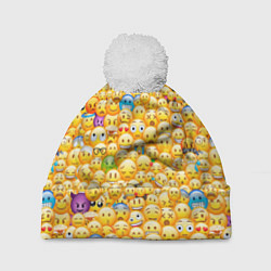 Шапка c помпоном Смайлики Emoji