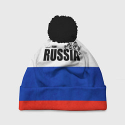 Шапка с помпоном Russia, цвет: 3D-черный