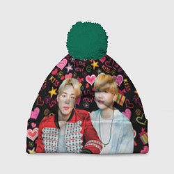 Шапка с помпоном BTS: Юнмины Чимин и Юнги, цвет: 3D-зеленый