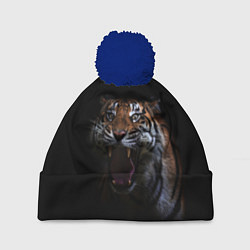 Шапка с помпоном Тигр, цвет: 3D-тёмно-синий