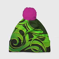 Шапка с помпоном Узоры, цвет: 3D-малиновый