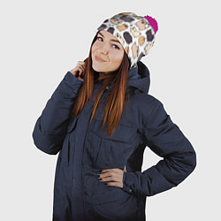 Шапка с помпоном Милые мопсы, цвет: 3D-малиновый — фото 2