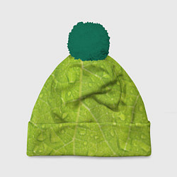 Шапка с помпоном Листок с росой, цвет: 3D-зеленый