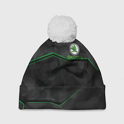 Шапка с помпоном SKODA, цвет: 3D-белый