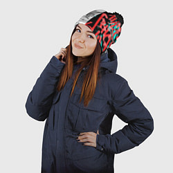 Шапка с помпоном Японские надписи, цвет: 3D-черный — фото 2