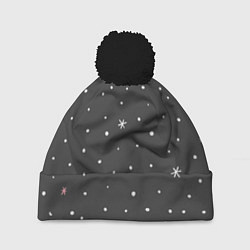 Шапка с помпоном Снежинки и звёзды, цвет: 3D-черный