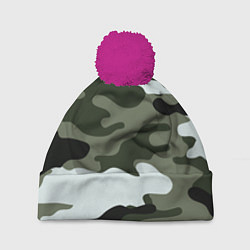 Шапка с помпоном Camouflage 2, цвет: 3D-малиновый