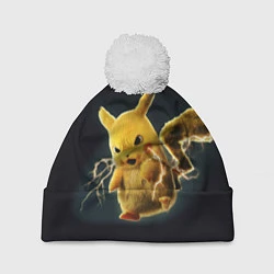 Шапка с помпоном Pikachu Pika Pika, цвет: 3D-белый