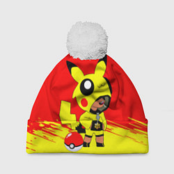 Шапка с помпоном Brawl starsLeon pikachu, цвет: 3D-белый