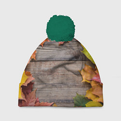 Шапка с помпоном Осенний Забор, цвет: 3D-зеленый