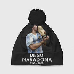 Шапка с помпоном Diego Maradona, цвет: 3D-черный