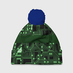 Шапка с помпоном Неоновая схема, цвет: 3D-тёмно-синий