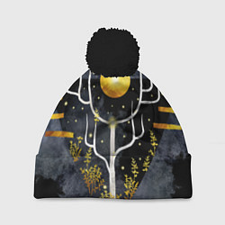 Шапка с помпоном Графит и золото: дерево жизни, цвет: 3D-черный