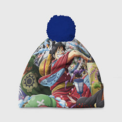 Шапка с помпоном ONE PIECE ВАН ПИС, цвет: 3D-тёмно-синий