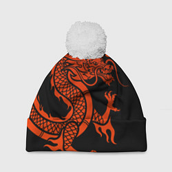 Шапка с помпоном RED CHINA DRAGON, цвет: 3D-белый