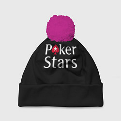 Шапка с помпоном Poker Stars, цвет: 3D-малиновый