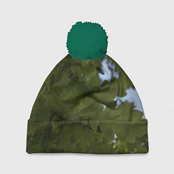 Шапка с помпоном Летние дубы, цвет: 3D-зеленый