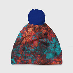 Шапка с помпоном Текстура камня, цвет: 3D-тёмно-синий