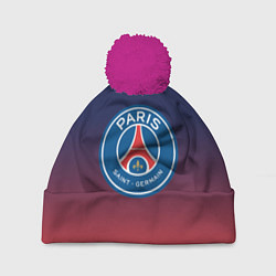 Шапка с помпоном PSG ПСЖ PARIS SAINT GERMAIN, цвет: 3D-малиновый