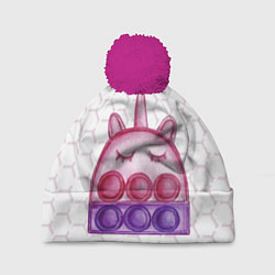 Шапка с помпоном POP IT ЕДИНОРОГ ПОП ИТ, цвет: 3D-малиновый
