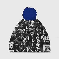 Шапка с помпоном BERSERK SYMBOL LOGO БЕРСЕРК СИМВОЛИКА ПАТТЕРН, цвет: 3D-тёмно-синий