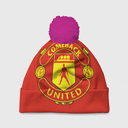 Шапка с помпоном Камбек Юнайтед это Манчестер юнайтед, цвет: 3D-малиновый
