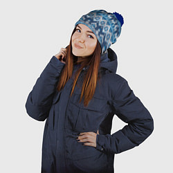 Шапка с помпоном Christmas Pattern, цвет: 3D-тёмно-синий — фото 2
