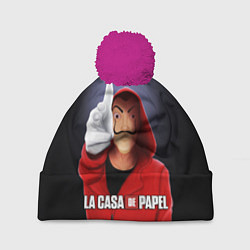 Шапка с помпоном LA CASA DE PAPEL BELLA CIAO - БУМАЖНЫЙ ДОМ, цвет: 3D-малиновый