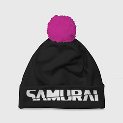 Шапка с помпоном CYBERPUNK 2077 SAMURAI LOGO WHITE, цвет: 3D-малиновый