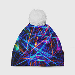 Шапка с помпоном NEON LINES Glowing Lines Effect, цвет: 3D-белый