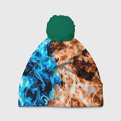 Шапка с помпоном Огненное пламя, цвет: 3D-зеленый