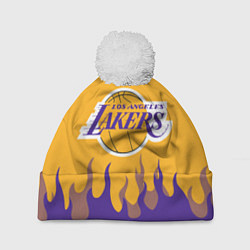 Шапка c помпоном LA LAKERS NBA FIRE ЛЕЙКЕРС ОГОНЬ