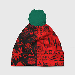 Шапка с помпоном THE WITCHER LOGOBOMBING BLACK RED, цвет: 3D-зеленый
