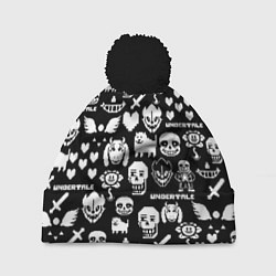 Шапка c помпоном UNDERTALE PATTERN БЕЛЫЙ