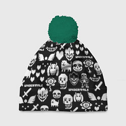Шапка c помпоном UNDERTALE PATTERN БЕЛЫЙ