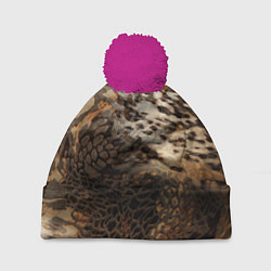Шапка с помпоном Тигриная шикарная шкура, цвет: 3D-малиновый
