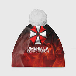 Шапка с помпоном Umbrella Corporation пламя, цвет: 3D-белый