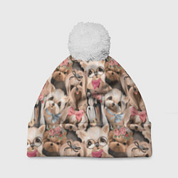 Шапка c помпоном Паттерн йорки