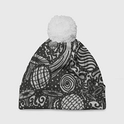 Шапка с помпоном Узор Дух вселенной, цвет: 3D-белый