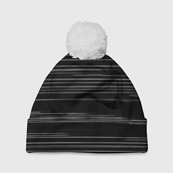 Шапка с помпоном Узор H&S Полосы Черно-белый 119-9-35-5-f-2, цвет: 3D-белый
